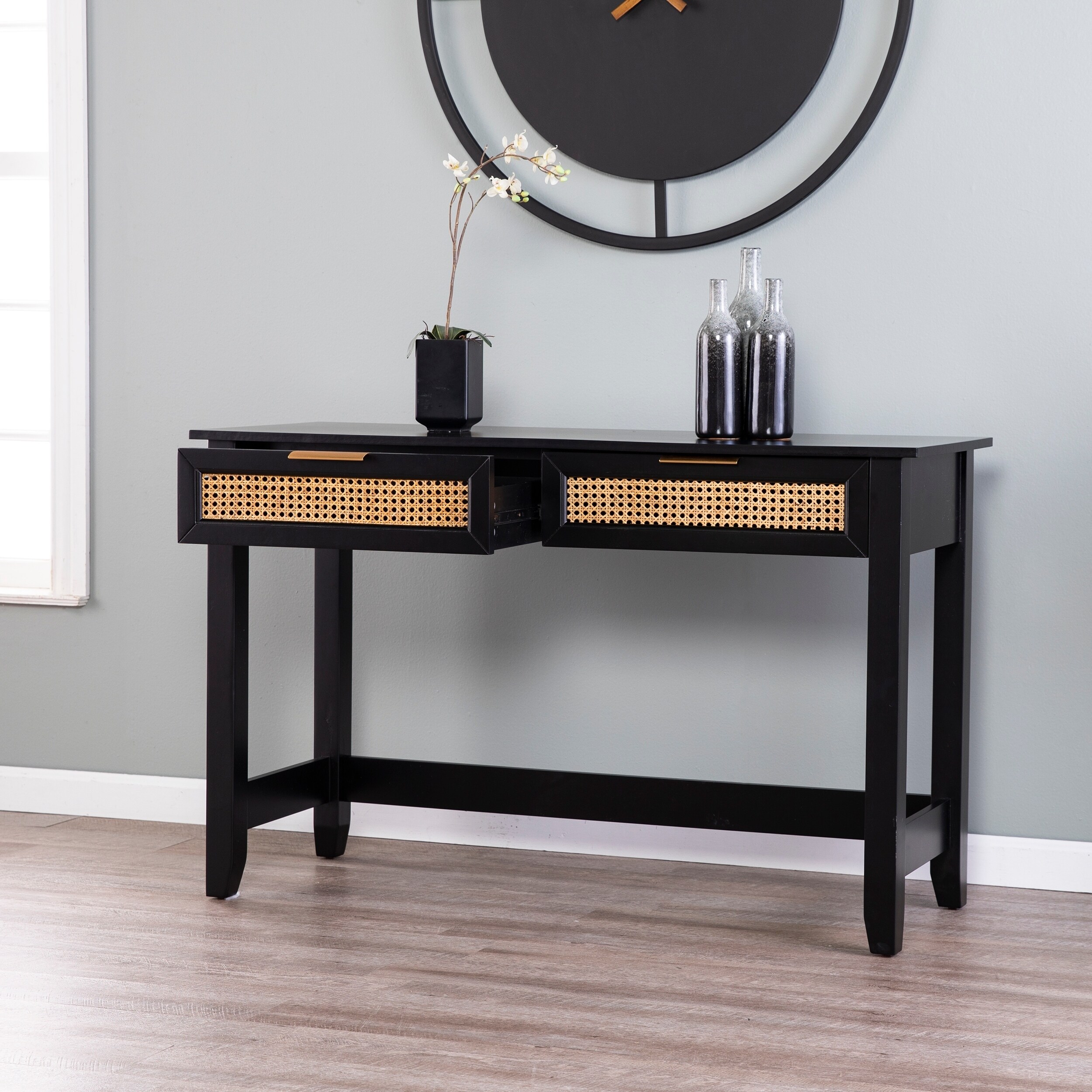 SEI Furniture Chekshire Black Storage Console