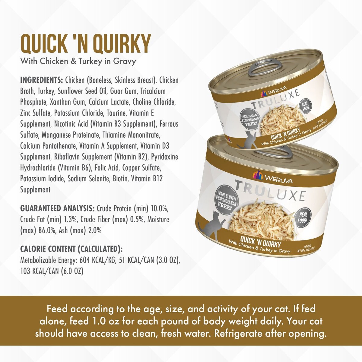 Weruva Truluxe Quick 'N Quirky with Chicken and Turkey in Gravy Grain-Free Canned Cat Food