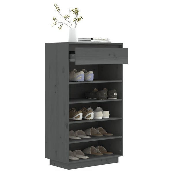 Shoe Cabinet Gray 23.6x13.4x41.3 Solid Wood Pine - - 37072622