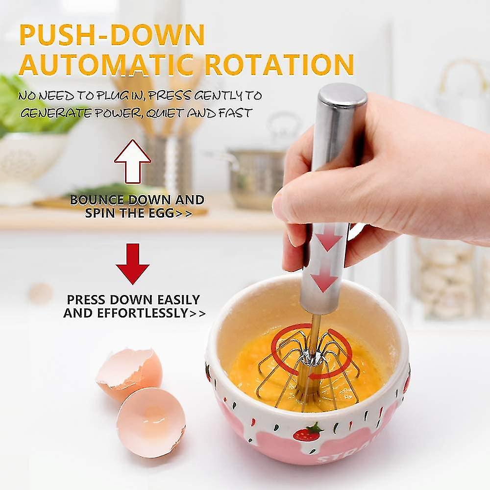 27/30cm Hand Push Egg Beater Shaker Manual Semi-automatic Eggbeater Stainless Steel Rotating Mixer Self Kitchen Accessories