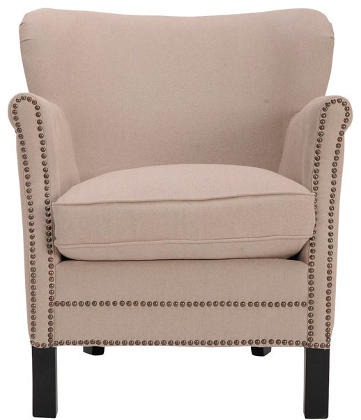 Ann Arm Chair With Brass Nail Heads Taupe   Transitional   Armchairs And Accent Chairs   by V.S.D Furniture  Houzz