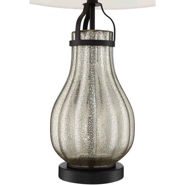 Tall Oil Rubbed Bronze Fluted Mercury Glass White Drum Shade For Bedroom Living Room