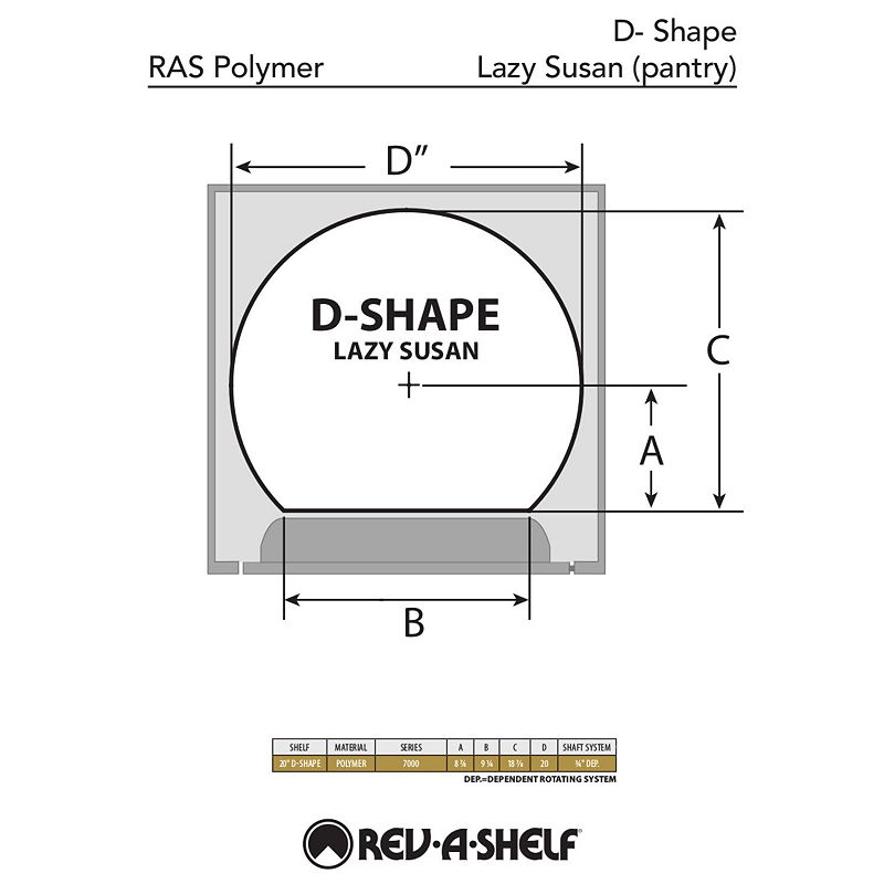 Rev-A-Shelf 7012-20-11-52 20 Inch D Shape Cabinet Lazy Susan w/ 2 Shelves， White