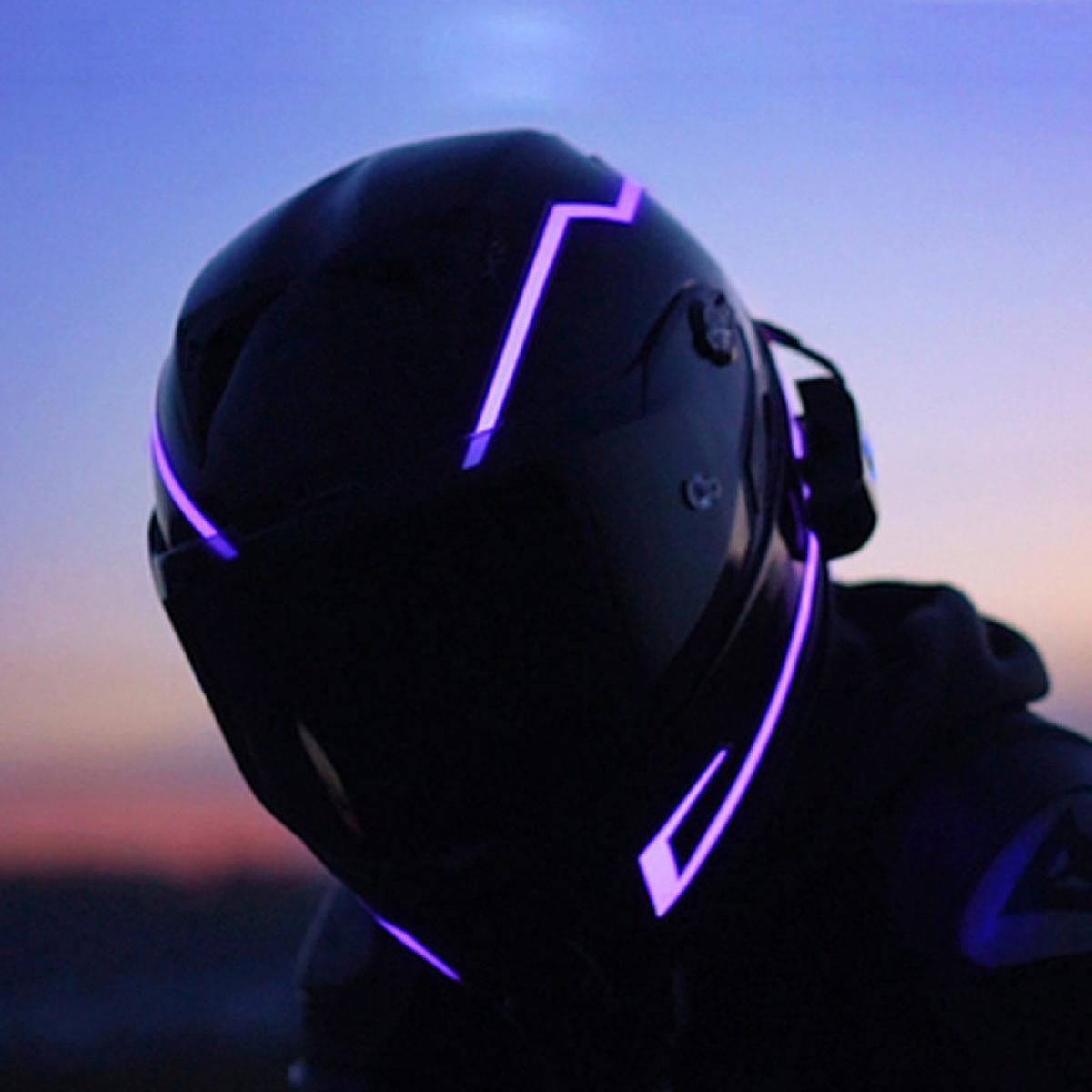 Motorcycle Helmet Light， Night Riding Signal Helmet El Light Sticker，led Helmet Light Strip Accessories For Motorcycle(purple)