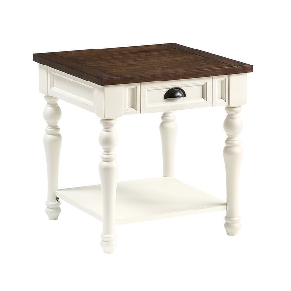 The Gray Barn Jillian Two-tone Ivory and Mocha Wood 1-drawer End Table