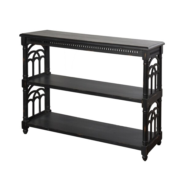 StyleCraft Black with Distressing Three Tier Console Table