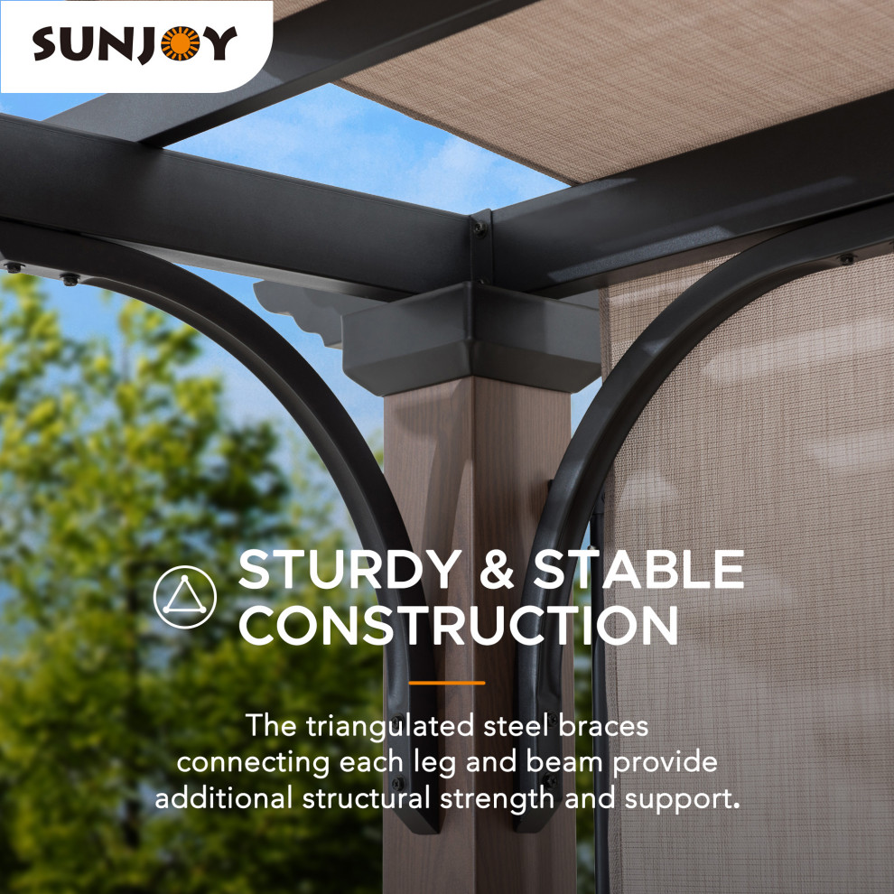 Sunjoy 11  x27x11  x27Steel Pergola   Modern   Pergolas   by Golden Bull Marketing  LLC  Houzz