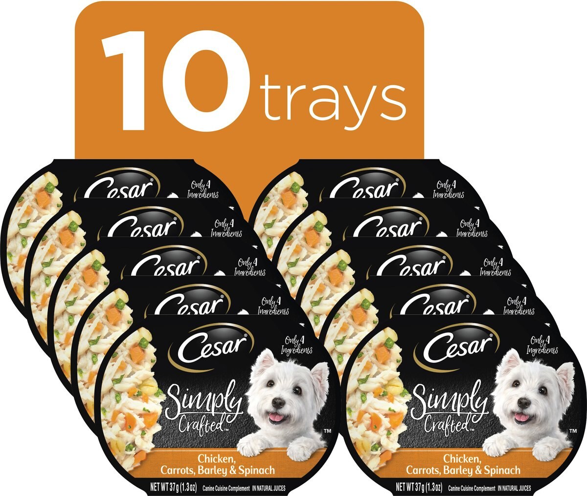 Cesar Simply Crafted Chicken， Carrots， Barley and Spinach Limited-Ingredient Wet Dog Food Topper