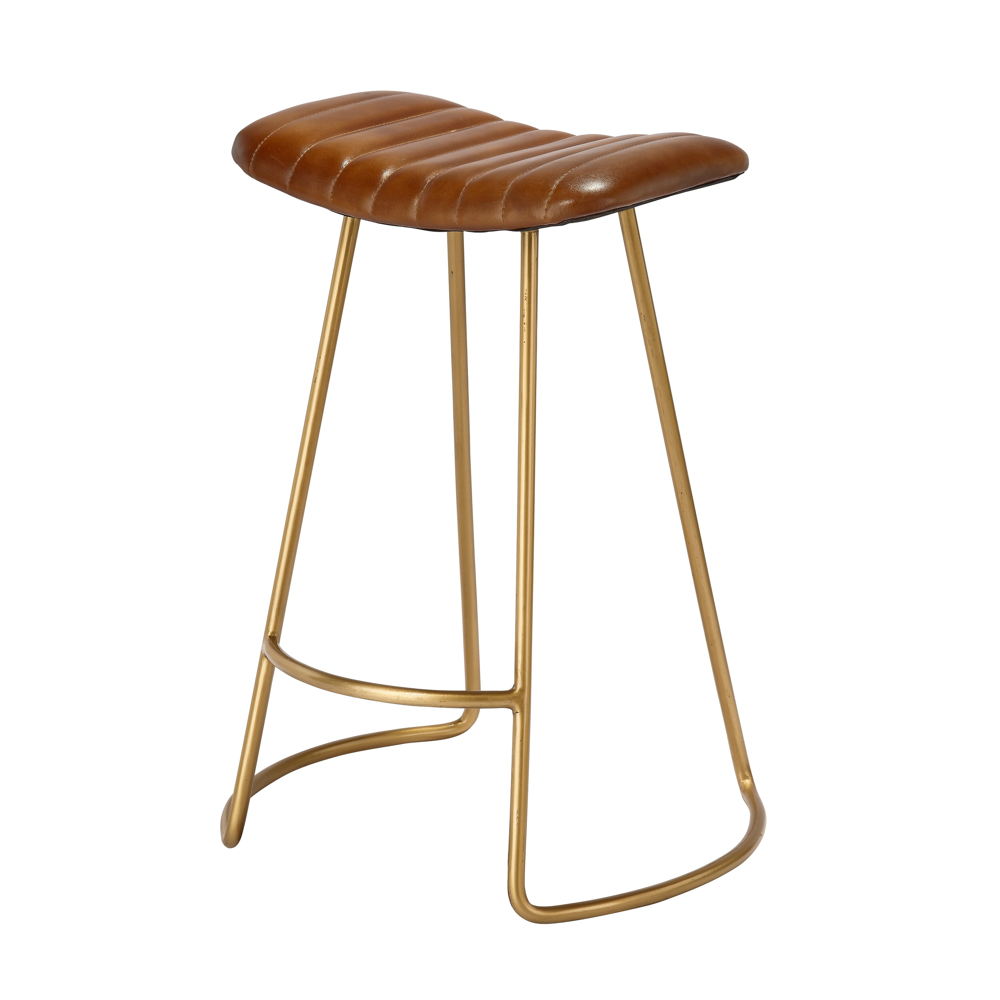 Alden Décor Logan Leather Counter Stool， Brown