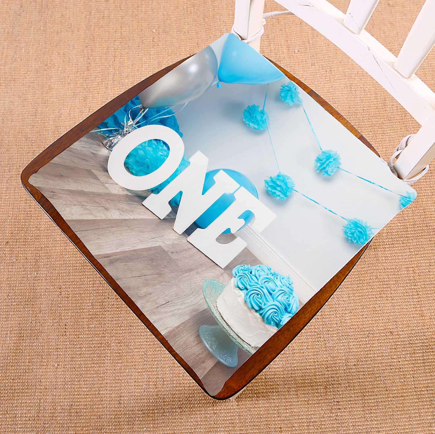 Gourmet Cake Blue Balloons Cake Smash First Year Concept Chair Pads Chair Mat Seat Cushion Chair Cushion Floor Cushion 40x40 Cm