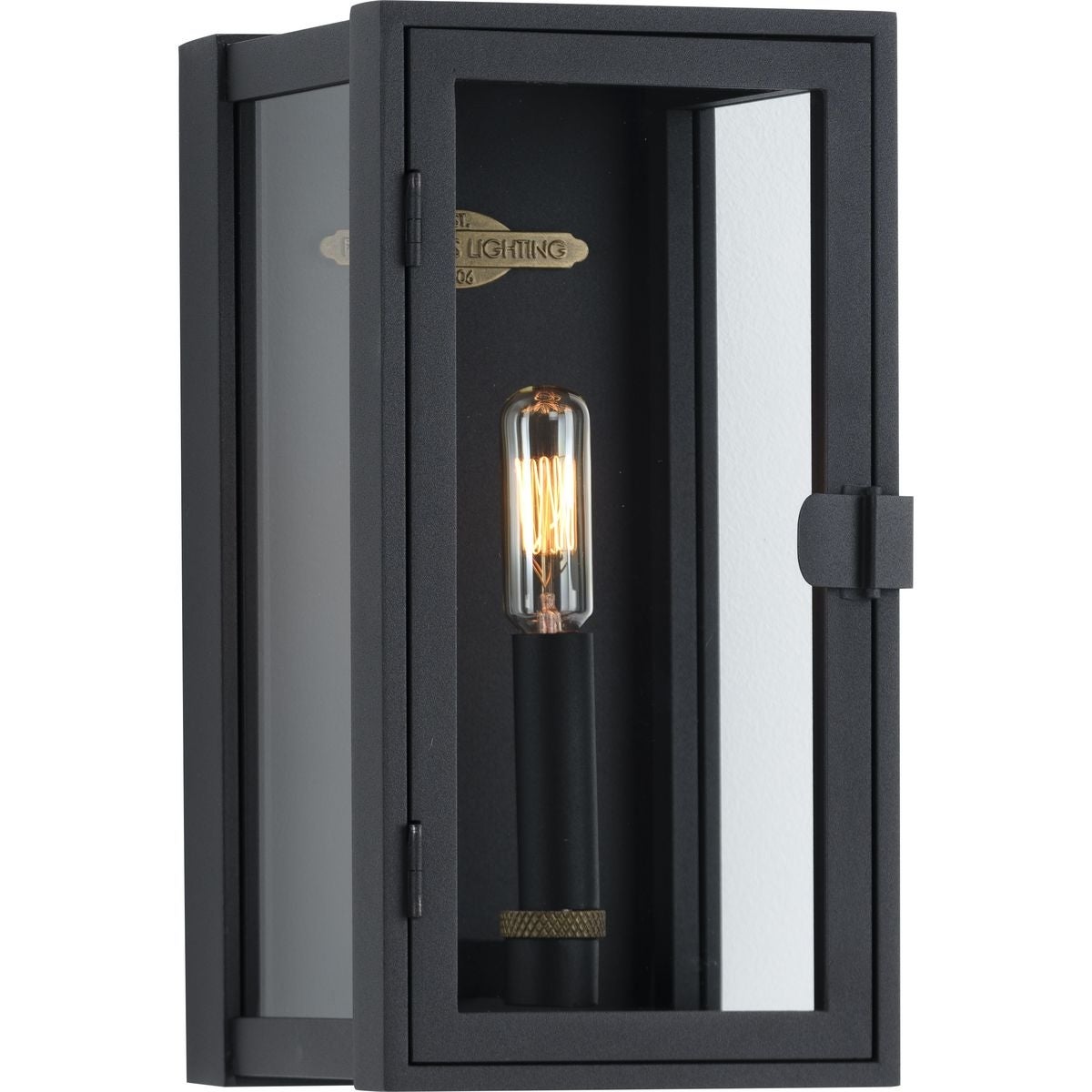 Stature Collection 1-Light Textured Black Clear Glass Transitional Outdoor Small Wall Lantern Light - 6 in x 5.37 in x 11.5 in Shopping - The Best Deals on Outdoor Wall Lanterns | 37343764