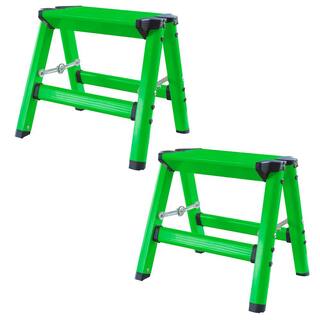 AmeriHome 1-Step Aluminum Folding Stool with 325 lbs. Load Capacity in Neon Green (2-Pack) 804744