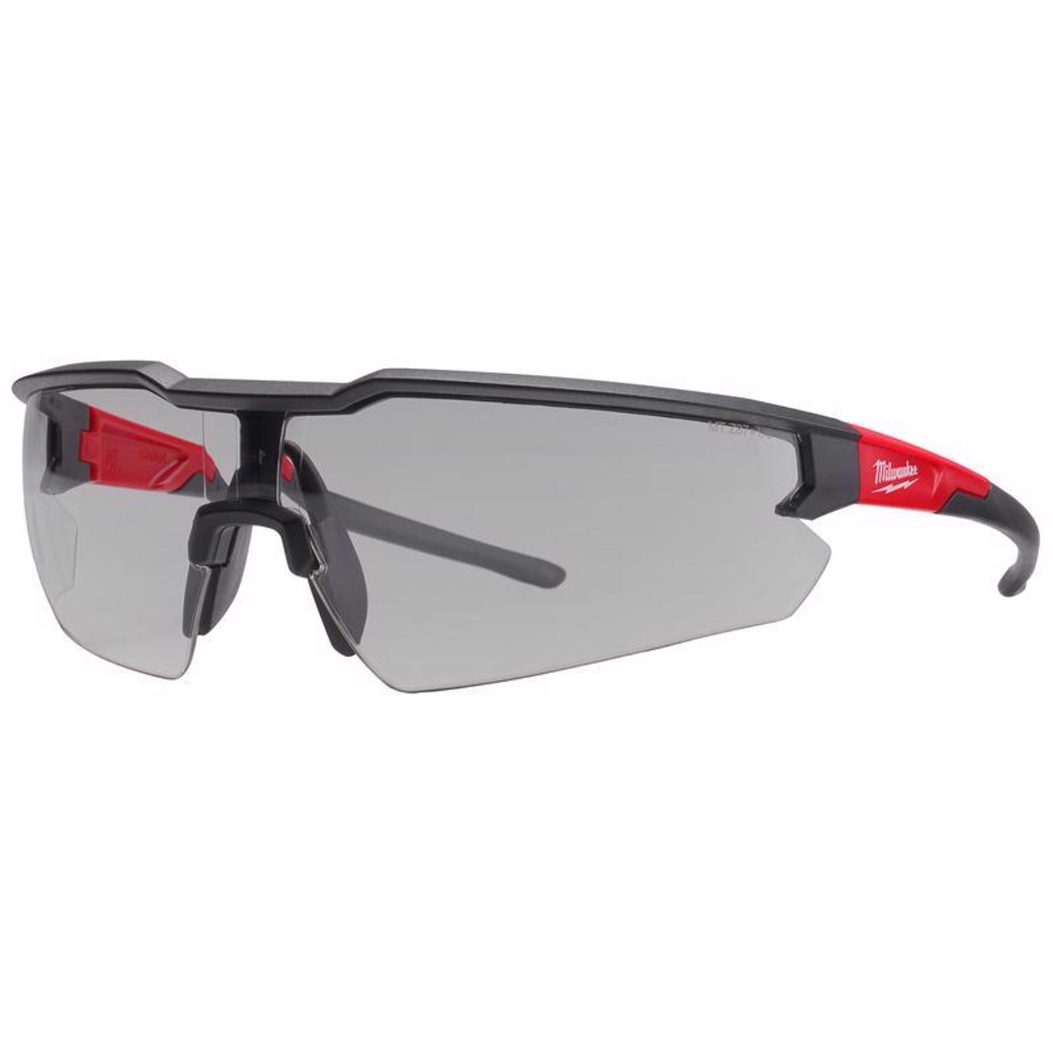 MW Anti-Scratch Safety Glasses Gray Lens Black/Red Frame