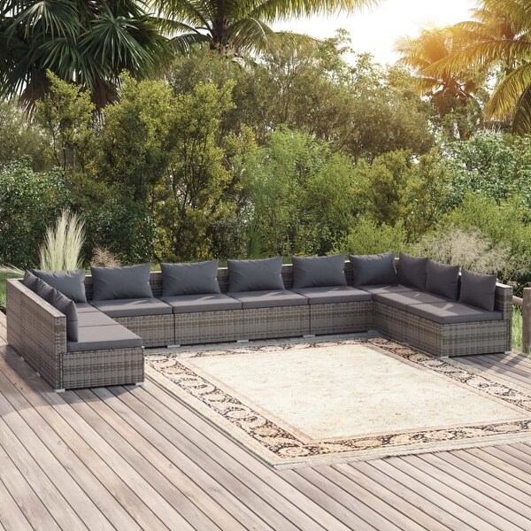 vidaXL Patio Lounge Set Outdoor Sectional Sofa Set Table Garden Poly Rattan