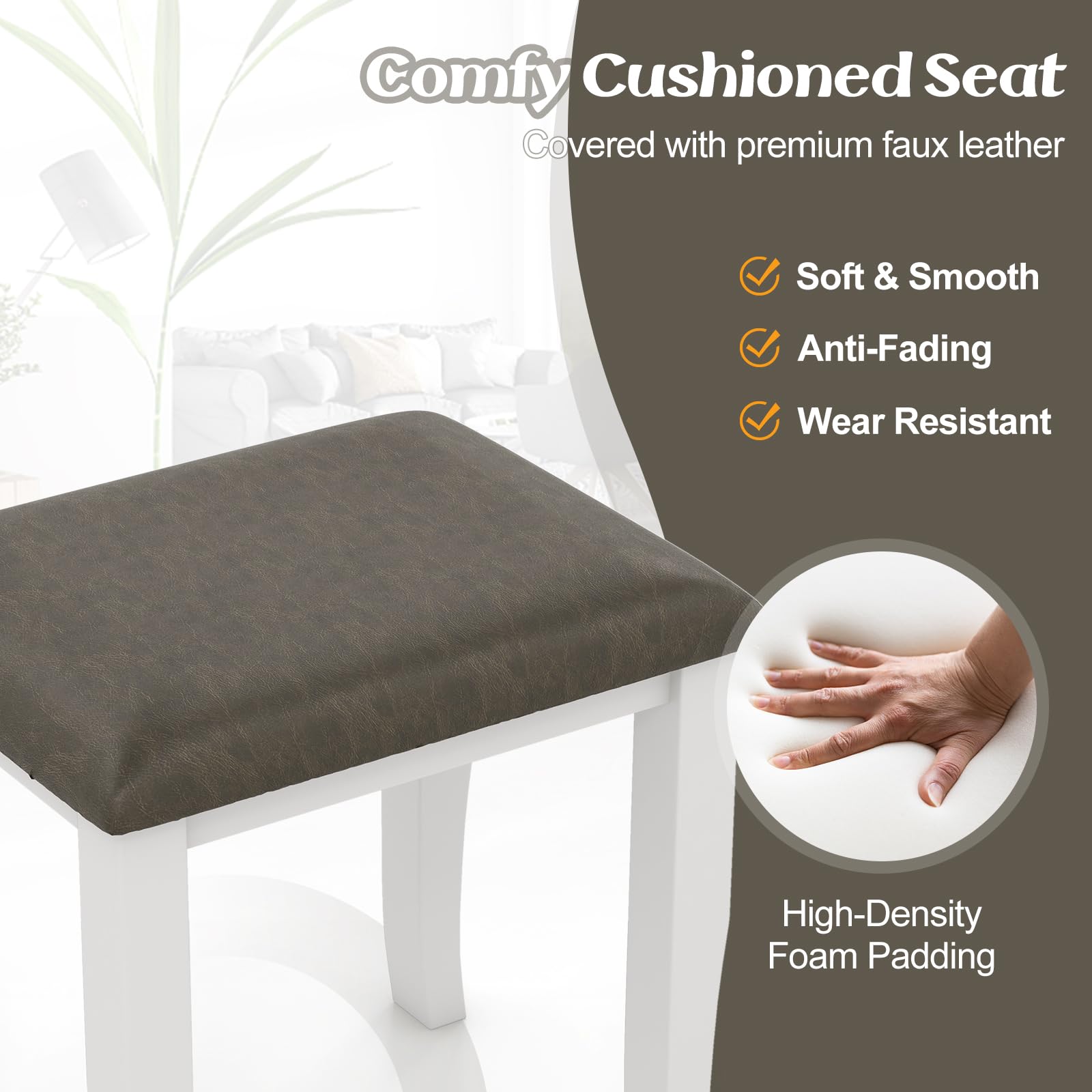 CHARMAID Vanity Stools 2 Pack - Ottoman Foot Stool Set of 2