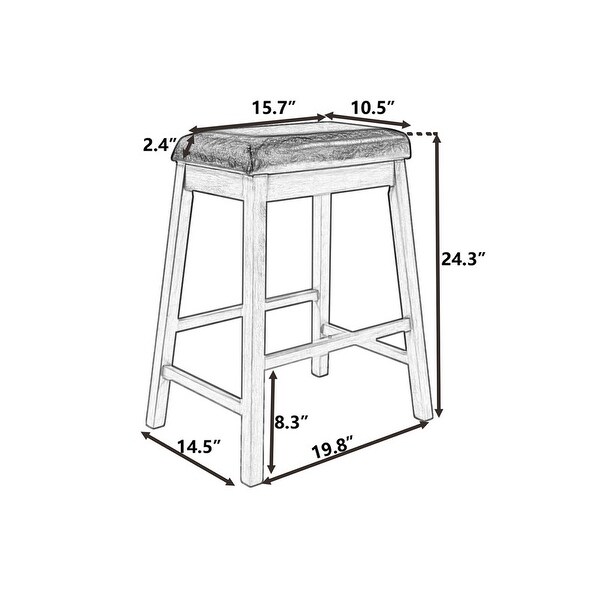 4 Pieces Counter Height Wood Kitchen Dining Upholstered Stools