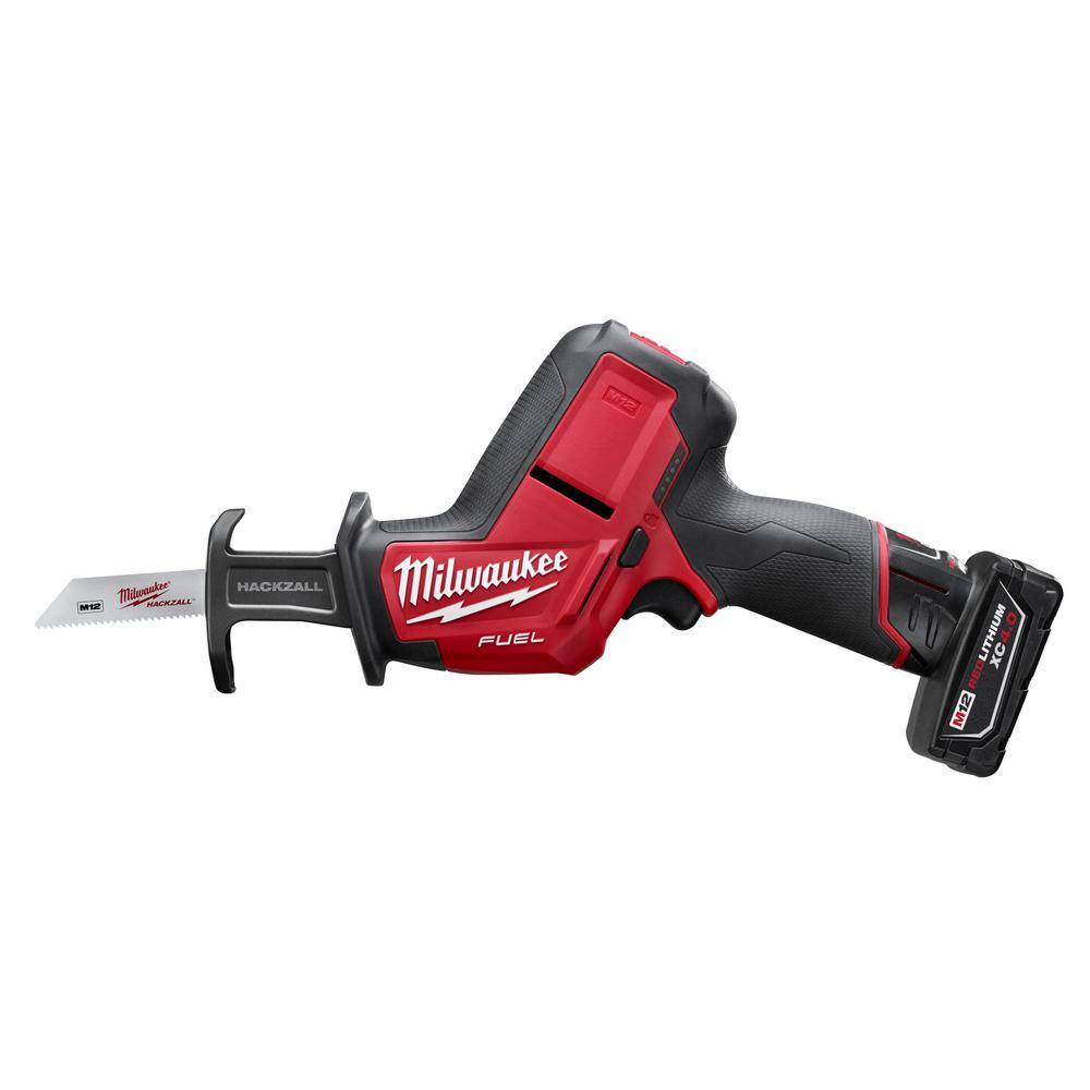 MW M12 FUEL 12V Lithium-Ion Brushless Cordless HACKZALL Reciprocating Saw Kit with M12 38 in. Ratchet 2520-21XC-2457-20