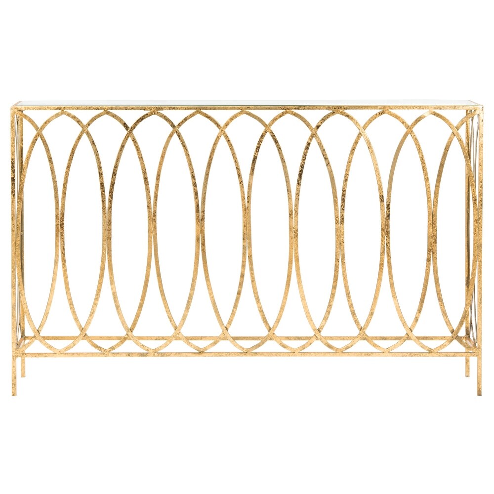 SAFAVIEH Carina Oval Ringed Gold Console Table   48\