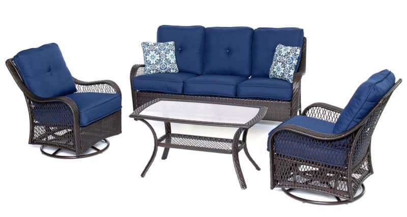 Hanover Orleans 4-Piece Outdoor Seating Patio Set In Navy Blue