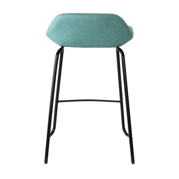 Cortesi Home Ava Counterstools in Aqua Blue Faux Leather (Set of 2) - 24