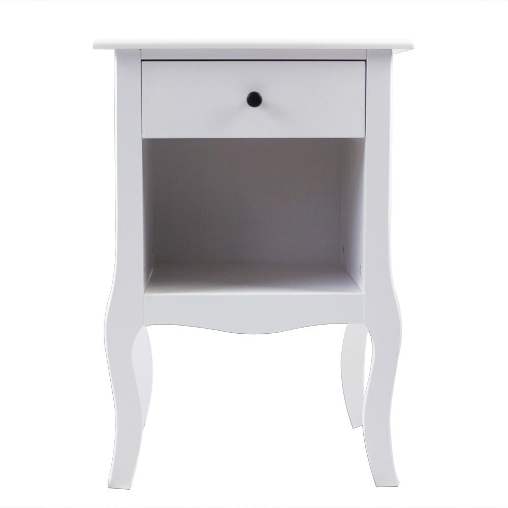 UBesGoo Nightstand, Night Table with 1 Drawer and 1 Open Shelf, Bedside Table, Wooden End Table, White