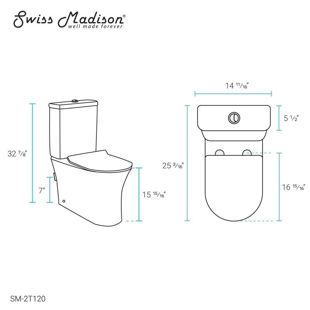 Swiss Madison Calice 2-piece 0.81.28 GPF Dual Flush Elongated Toilet in White Seat Included SM-2T120