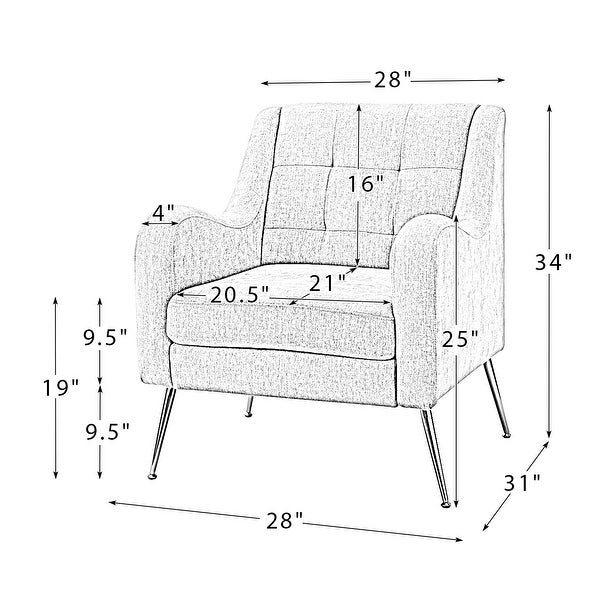 Hyperboreüs Upholstery Accent Armchair with Tufted Back by HULALA HOME