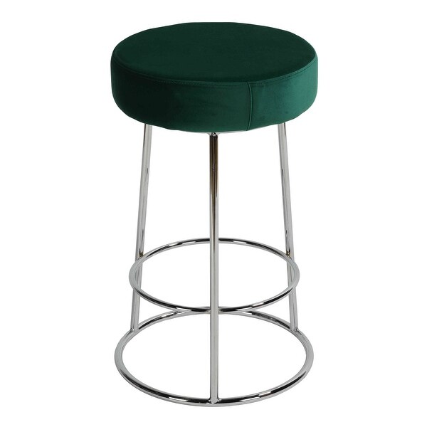 Cortesi Home Bodiam Counterstool in Green Velvet and Chrome， 24