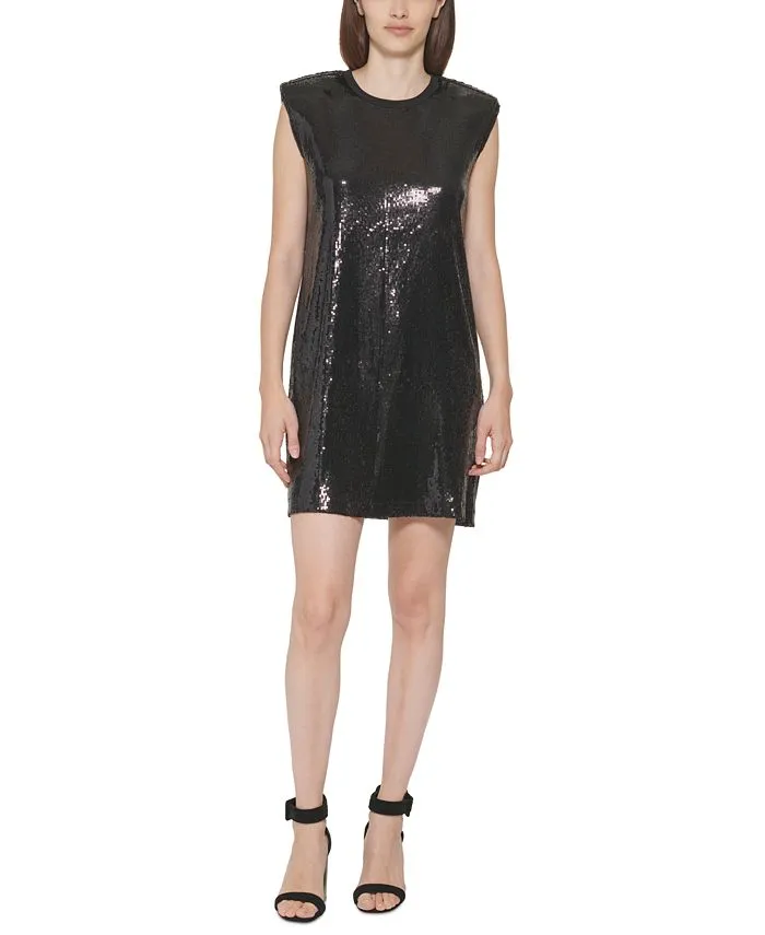 Sequined Sleeveless Shift Dress