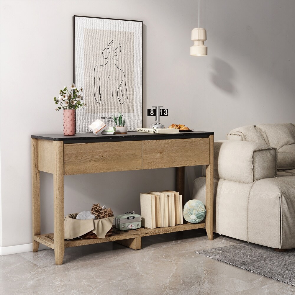 Retro Storage Cabinet with Drawers and Storage Underframe Hallway Entrance Entryway Table Living Room Sofa Narrow Side Table