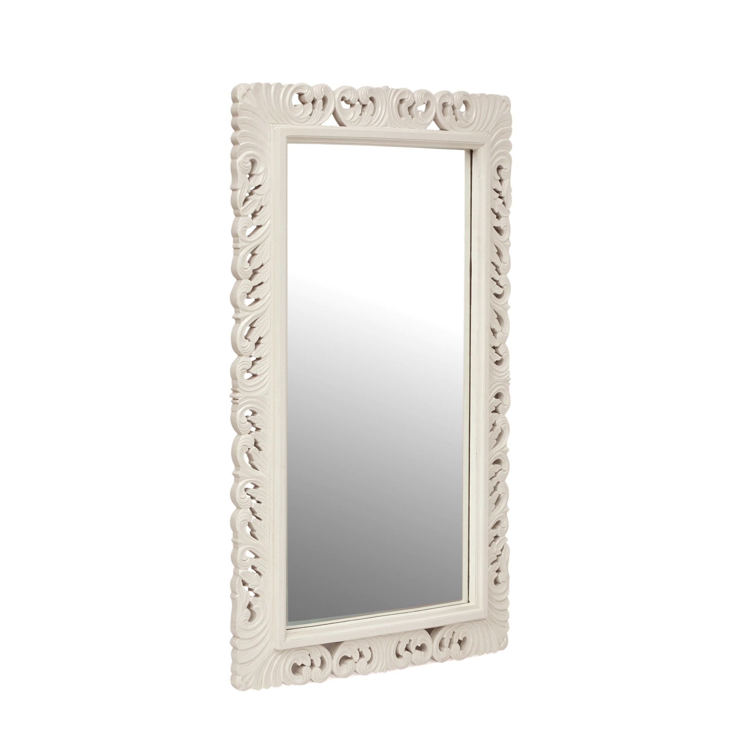 Negley Traditional Handcrafted Standing Mirror, White