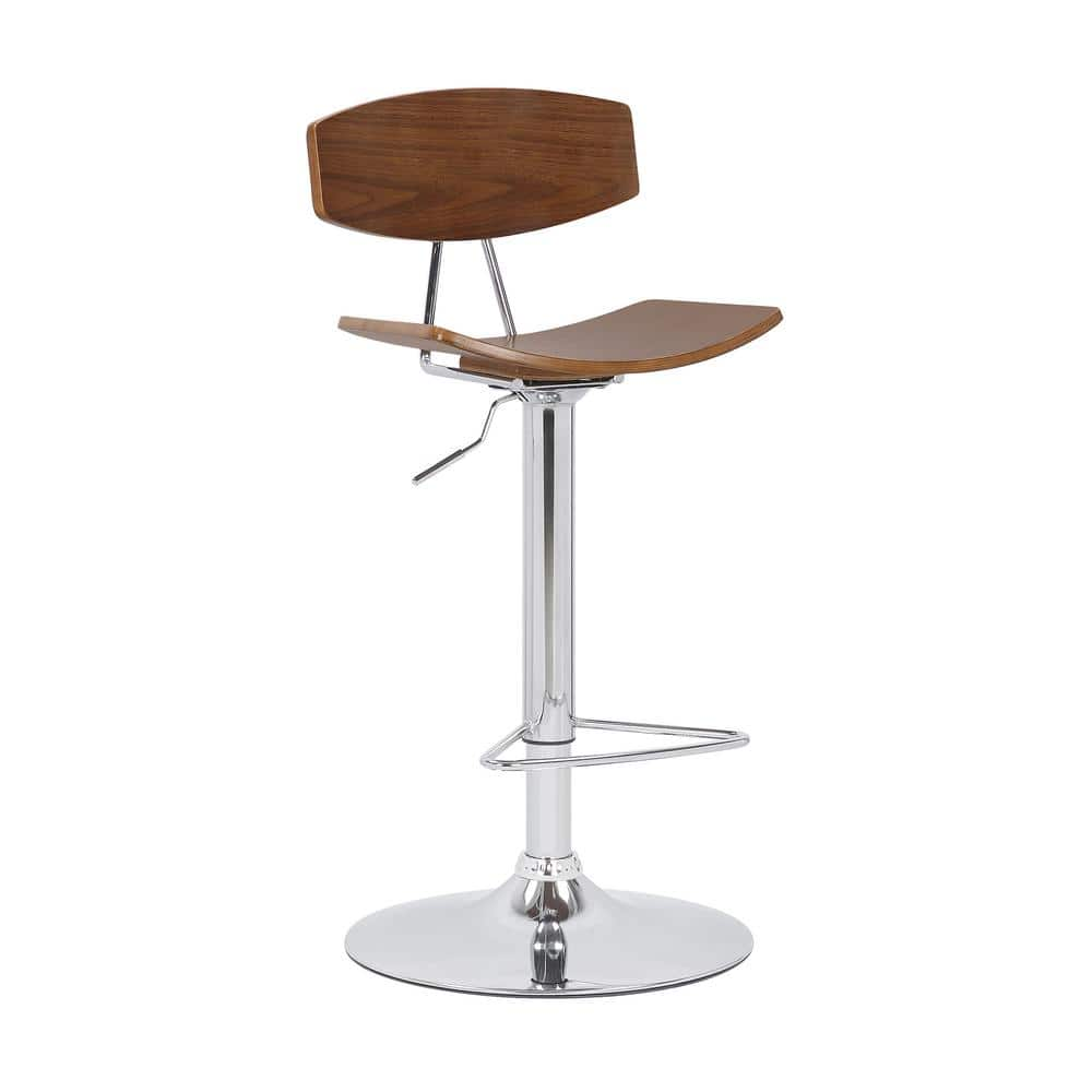 Armen Living Jett Adjustable Walnut and Chrome Adjustable Bar and Counter Height Stool LCJEBAWA