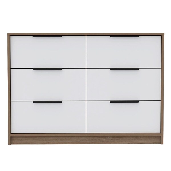 TUHOME Kaia 4 Drawer Double Dresser with 2 Cabinets and Metal Hardware - - 31880279