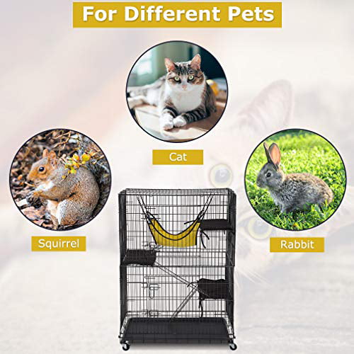 BestPet Cat Cage Cat Crate Cat Kennel 48 inches Cat Playpen with Free hammock 3 Cat Bed 2 Front Doors 2 Ramp Ladders Perching Shelves