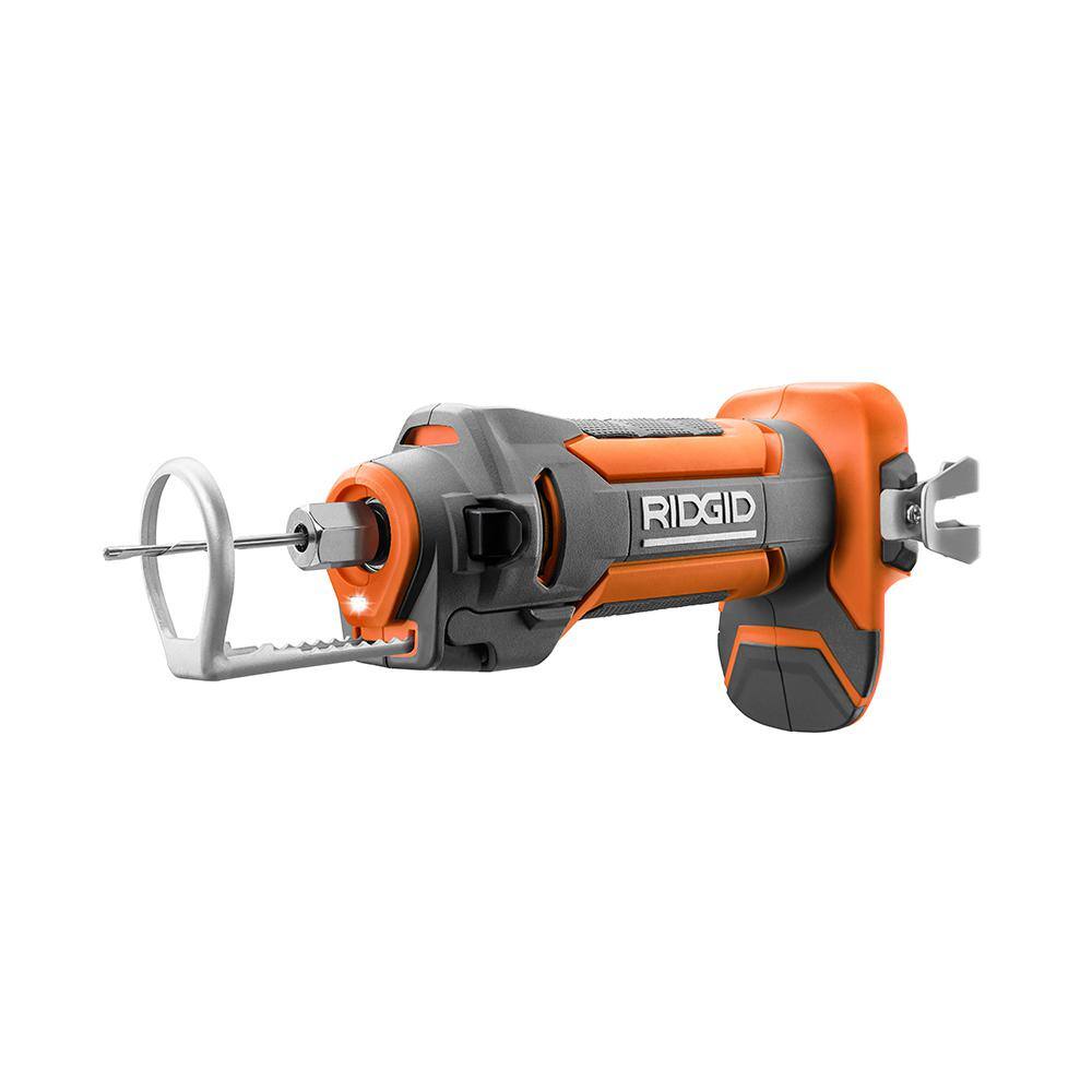 RIDGID 18V Cordless Drywall Cut-Out Tool Kit with Drywall Bits Collets Belt Hook 18V Lithium-Ion 2.0 Ah Battery and Charger R84730B-AC9302