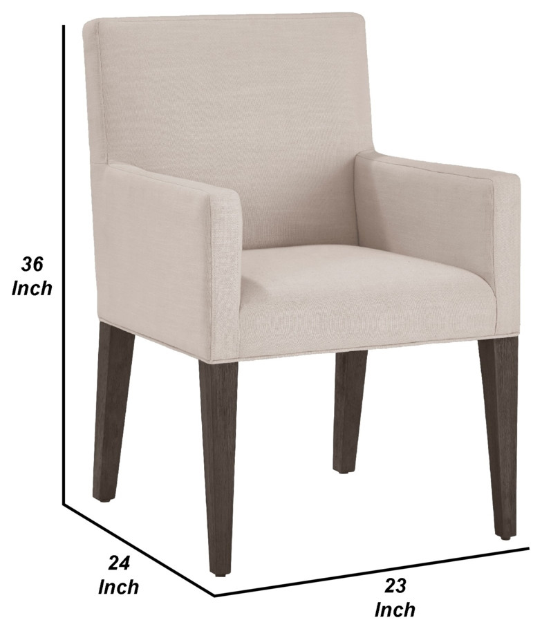 Mod 24 Inch Dining Armchair Upholstered Rubberwood Set Of 2 Light Gray   Transitional   Dining Chairs   by Dot  ampBo  Houzz