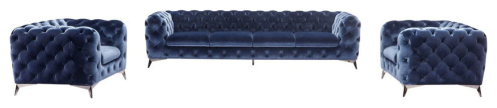 Slader Modern Blue Sofa and Chair Set   Midcentury   Living Room Furniture Sets   by Rustic Home Furniture Deco  Houzz