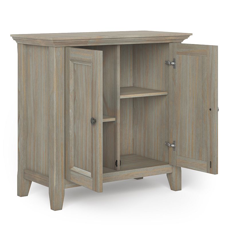 Simpli Home Solid Wood Transitional Low Storage Cabinet