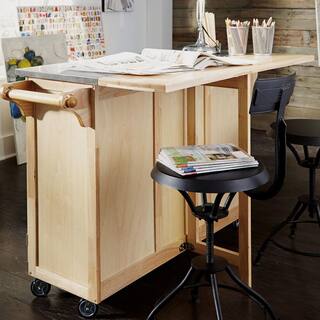 HOMESTYLES Natural Wood Kitchen Cart with Stainless Top and Breakfast Bar 5086-95