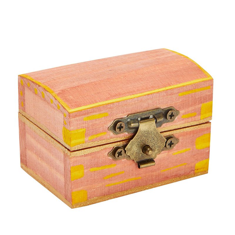 12 Pack Wooden Boxes for Crafts， Small Unfinished Wood Treasure Chest Style Box with Front Clasp， Pirate Decorations (2.3 x 1.5 Inches)