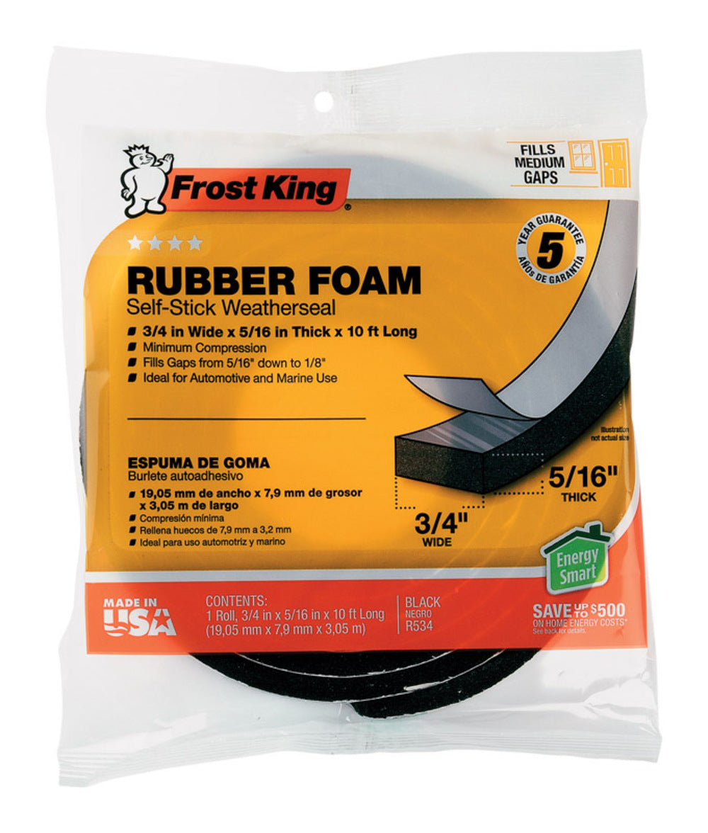 FOAM TAPE RBBR 10'X5/16