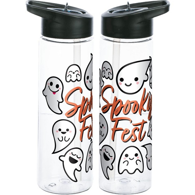 Halloween Spooky Fest Cute Ghosts 24 Oz Single Wall Plastic Water Bottle