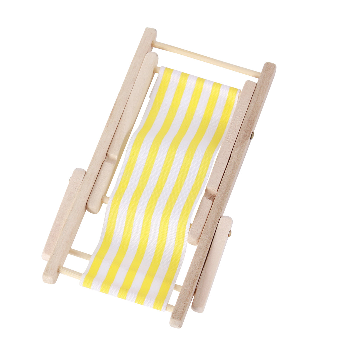 1Pc Beach Chair Model Mini Outdoor Ornament Stripe Recliner Miniature Play House Accessory for DIY (Yellow)