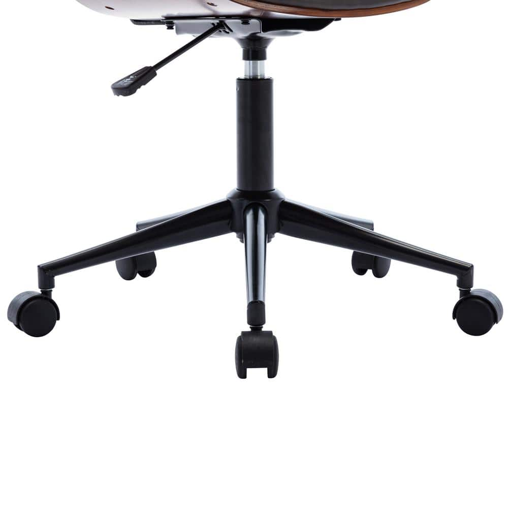 LUCKY ONE Modern 36.23 in. Height Dark Leather Upholstered Bar or Office Stool with Adjustable Height and Wheels WF-3097-AW