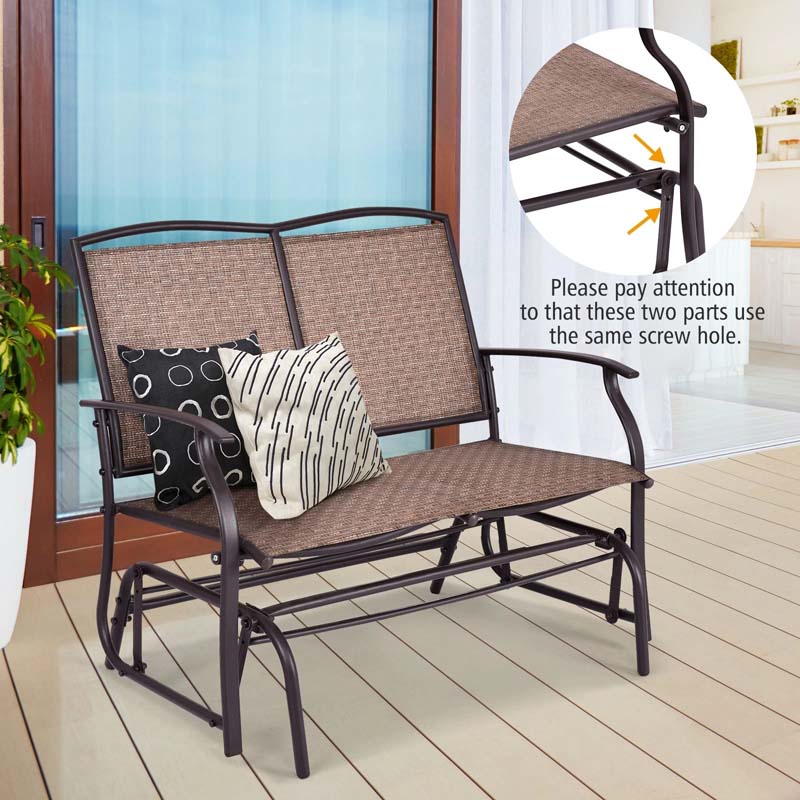 Weatherproof 2-Person Patio Swing Glider Bench Outdoor Rocking Lounge Chair Loveseat Rocker