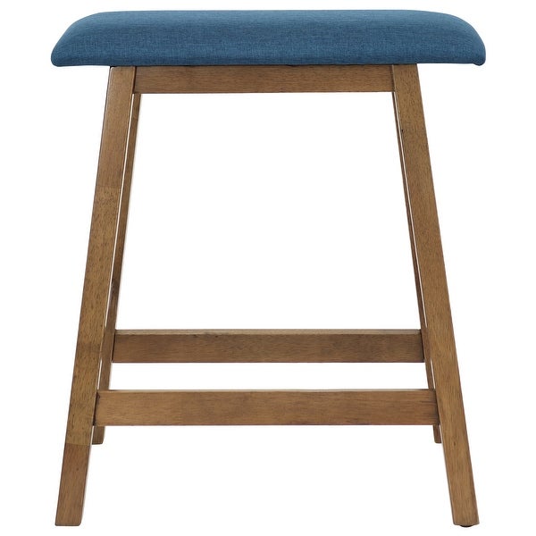 Set of 2 Counter-Height Stools - Blue Cushions