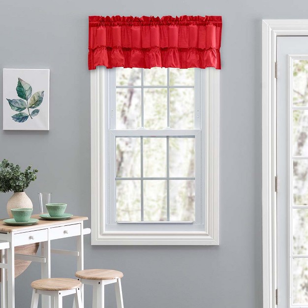 Rod Pocket High Quality Fabric Solid Color Window Ruffled Filler Valance 54 quot x13 quot Red