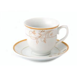 Lorren Home Trends Porcelain TeaCoffee Set-Service for 4 Gold Floral Design Rosalia-4