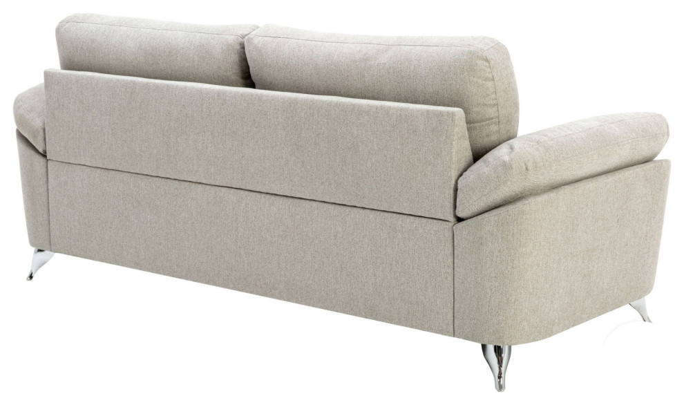 Luis 84 quotSofa  Light Gray Polyester  Pillow Top Arms  Metal Legs   Midcentury   Sofas   by VirVentures  Houzz