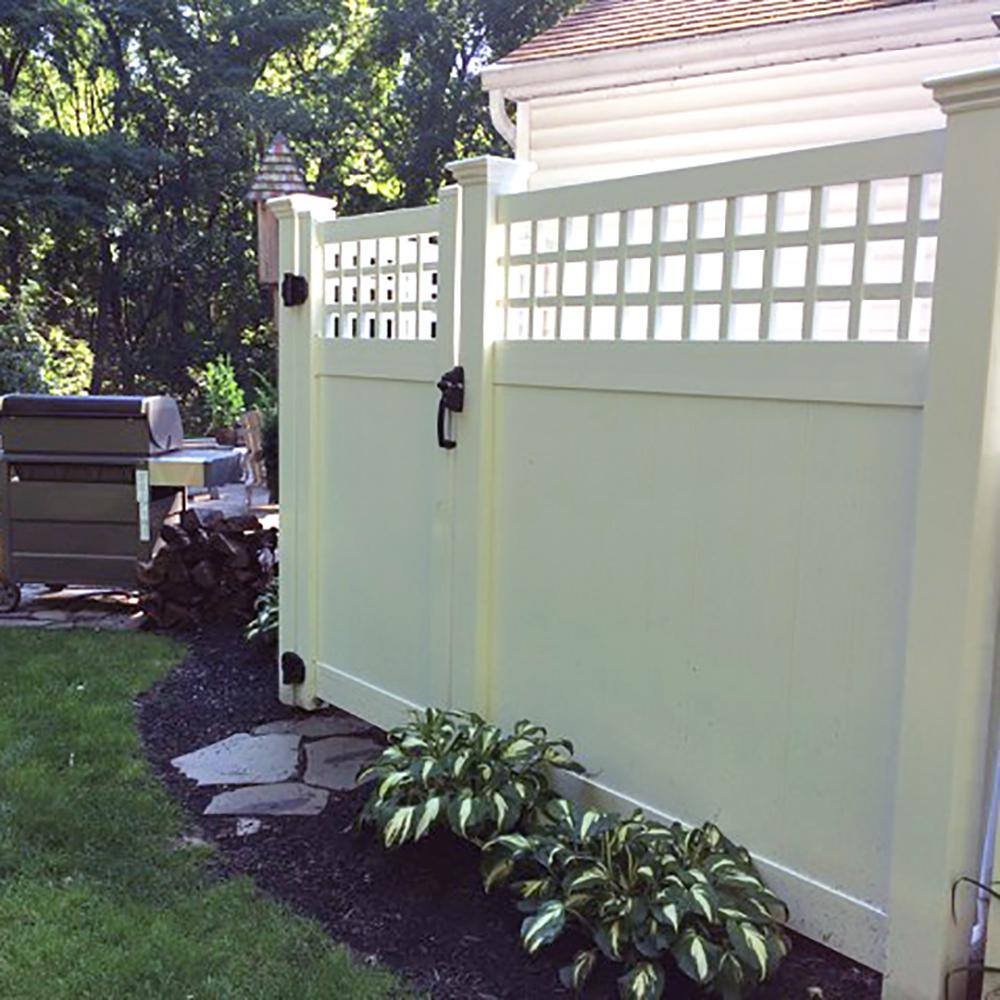 Weatherables Gideon 10.8 ft. W x 6 ft. H White Vinyl Privacy Double Fence Gate Kit DWPR-SQLAT11.3-6X65